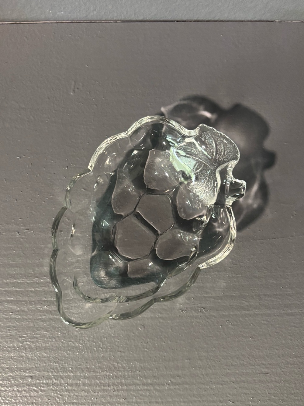 Clear Glass Grape Dish Decorative Home Art